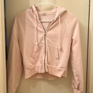 Brandy Melville Baby Pink Crystal Zip Up